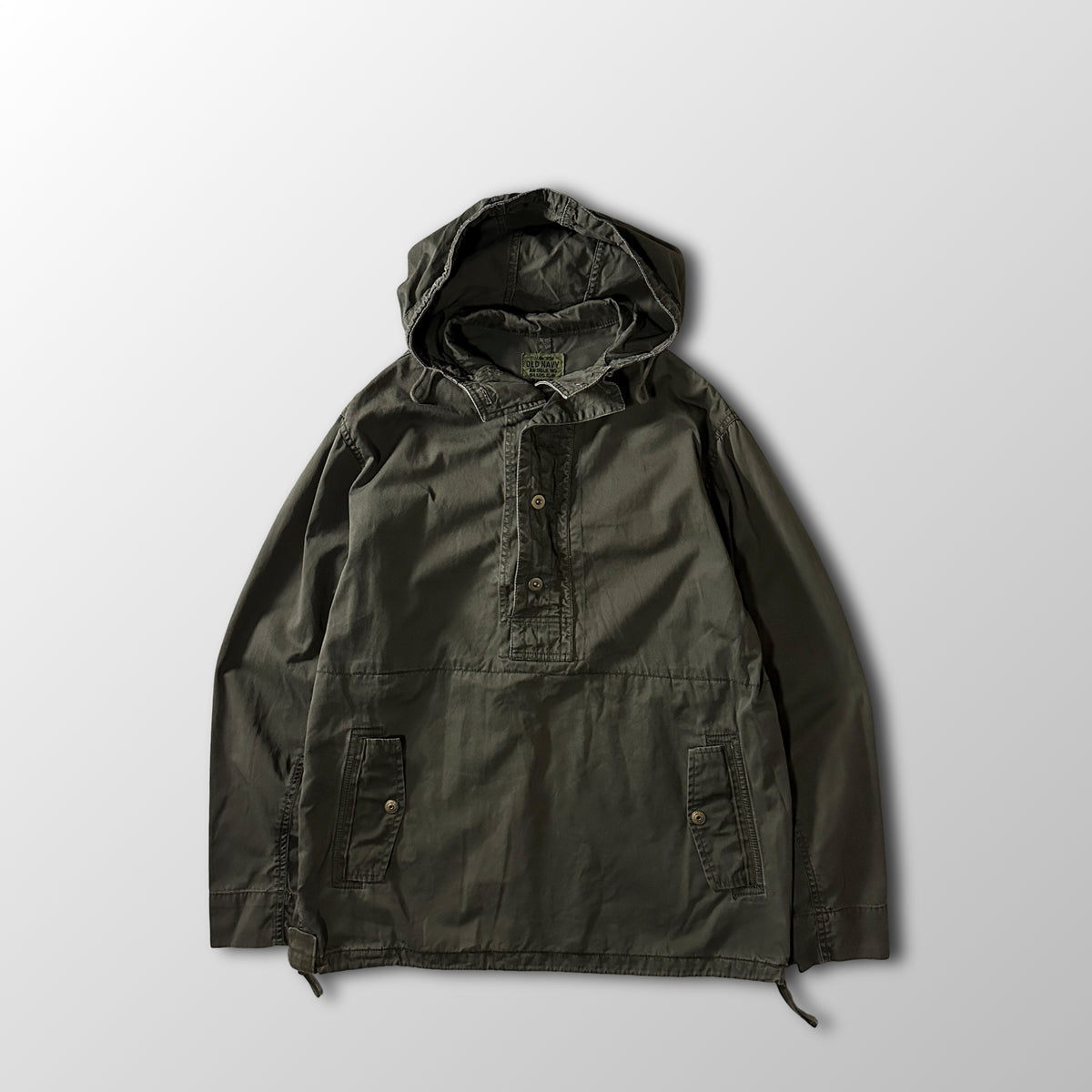 Old Navy Khaki Cotton Hooded Anorak Pullover Size M
