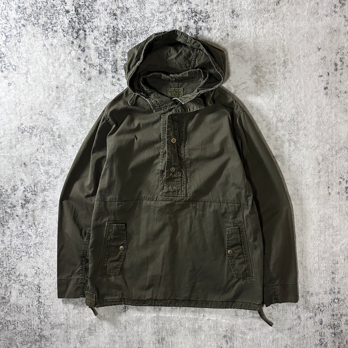 Old Navy Khaki Cotton Hooded Anorak Pullover Size M