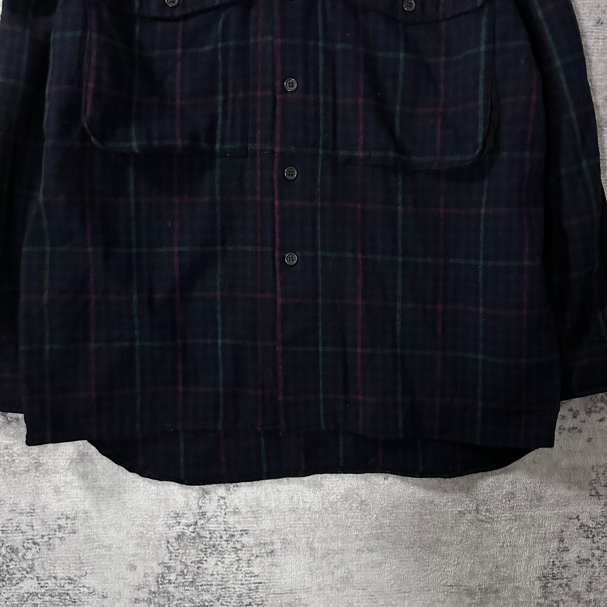 Evan Picone Navy Tartan Check Wool Shirt Jacket Size XL