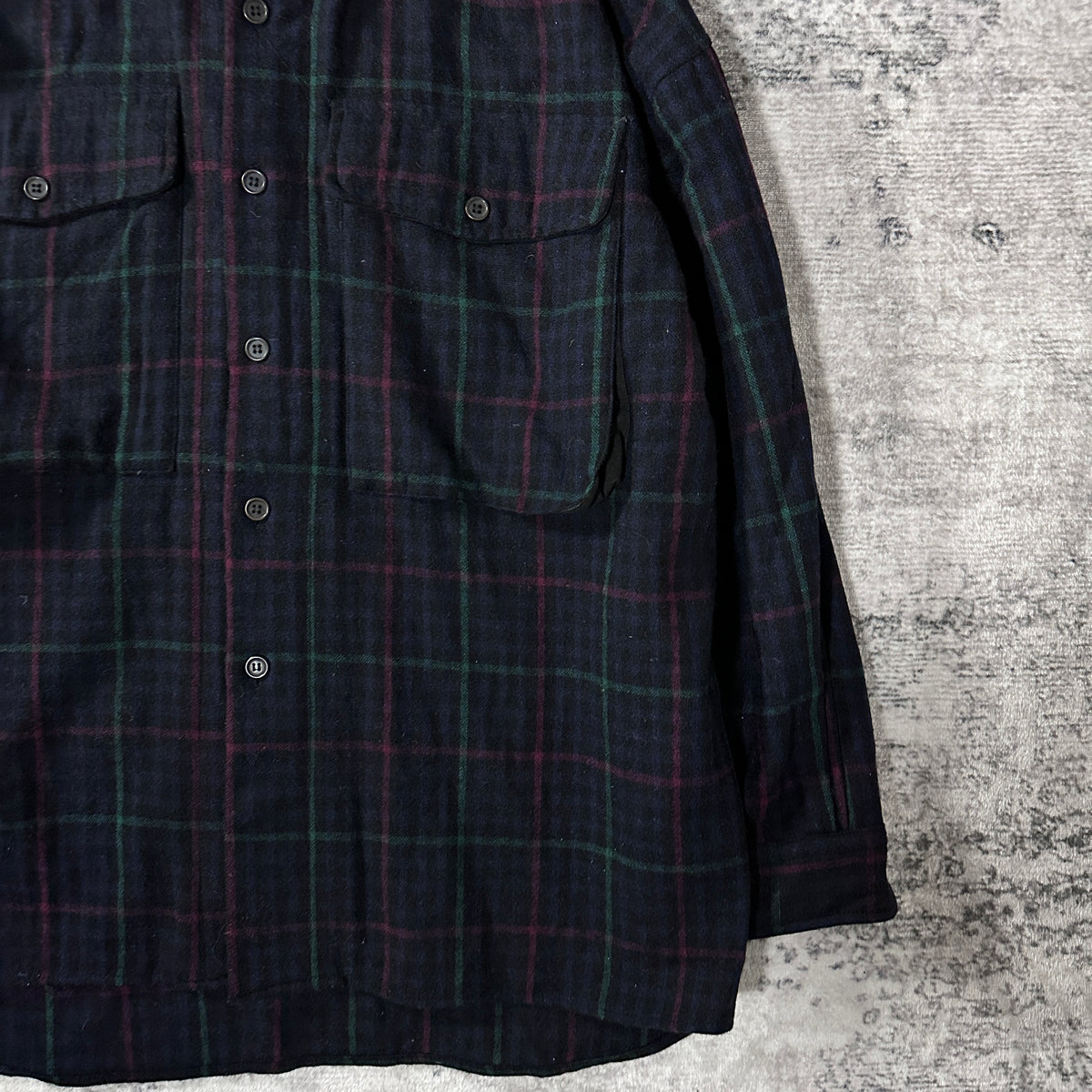 Evan Picone Navy Tartan Check Wool Shirt Jacket Size XL