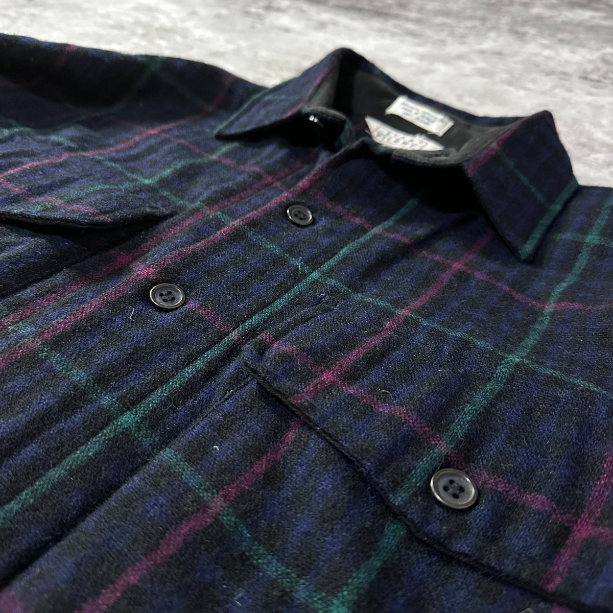 Evan Picone Navy Tartan Check Wool Shirt Jacket Size XL
