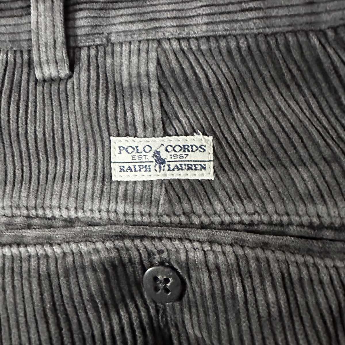 Polo by Ralph Lauren Andrew Pant Gray Brown Wide Wale Corduroy Pleated Pants Size 36x34