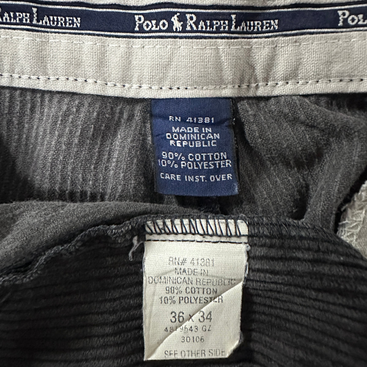 Polo by Ralph Lauren Andrew Pant Gray Brown Wide Wale Corduroy Pleated Pants Size 36x34