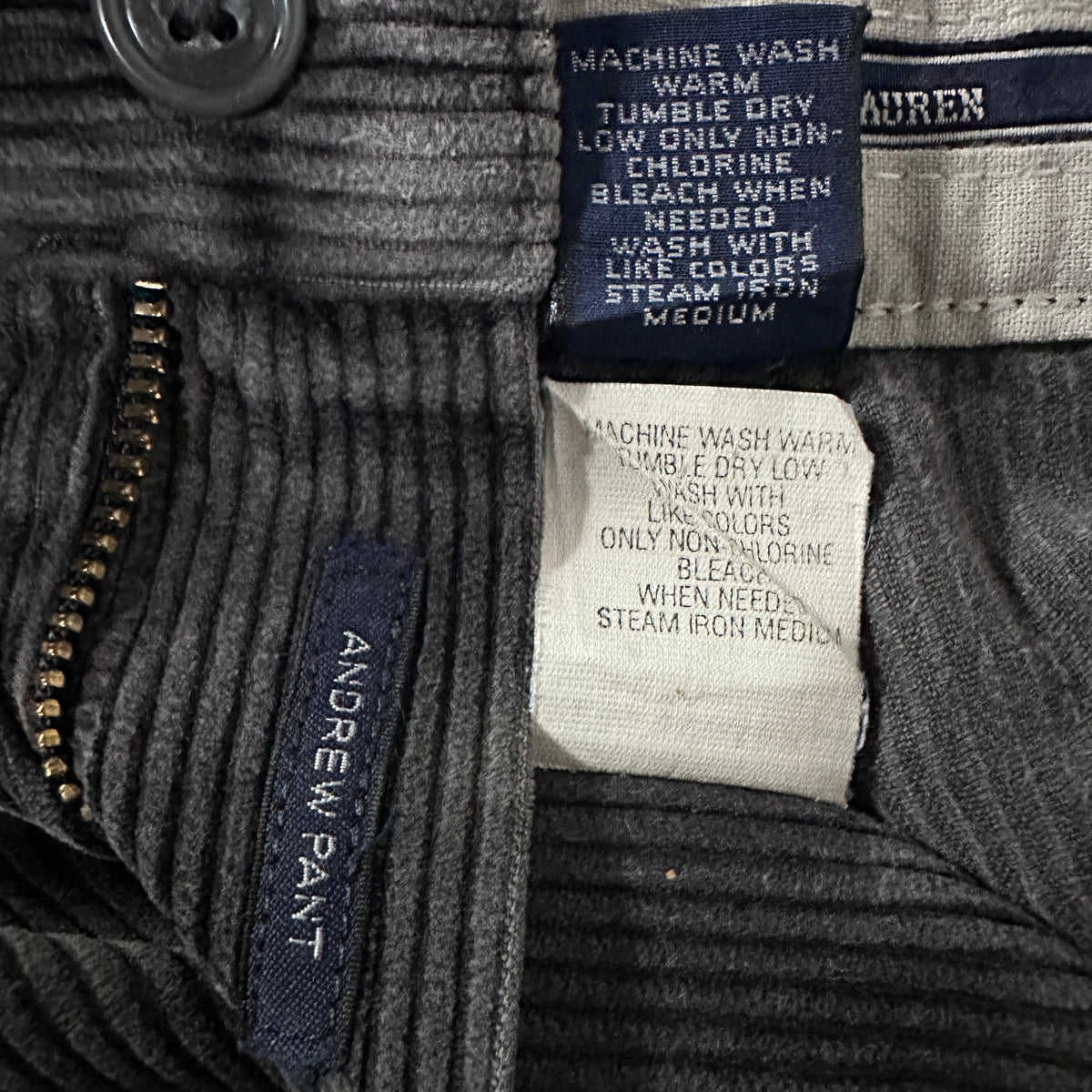 Polo by Ralph Lauren Andrew Pant Gray Brown Wide Wale Corduroy Pleated Pants Size 36x34
