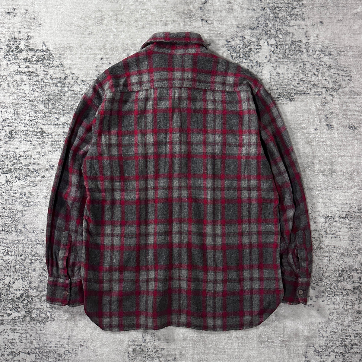 Camel Red Check Wool Loop Collar Shirt Size L