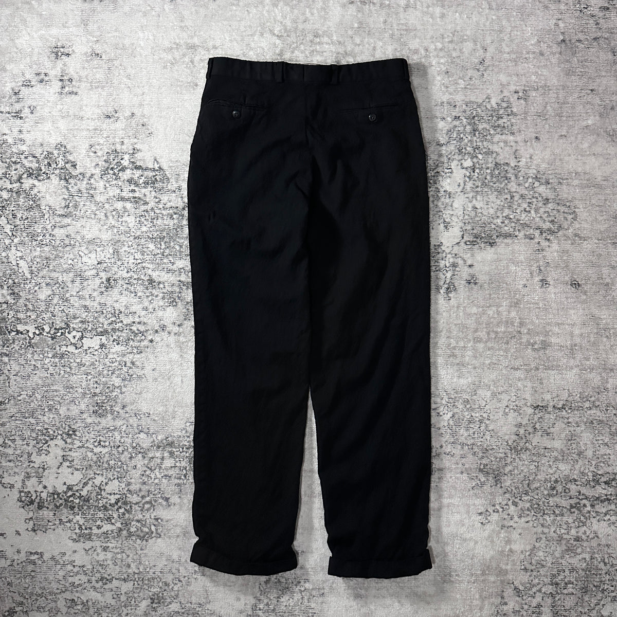 Ralph Lauren Black Super 100's Wool Pleated Trousers