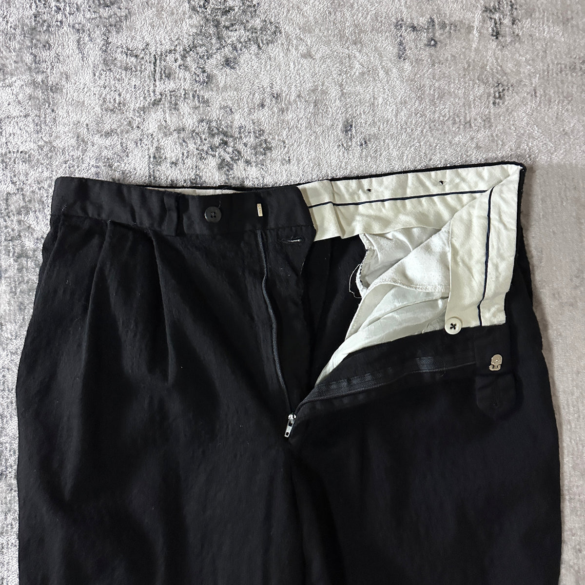 Ralph Lauren Black Super 100's Wool Pleated Trousers