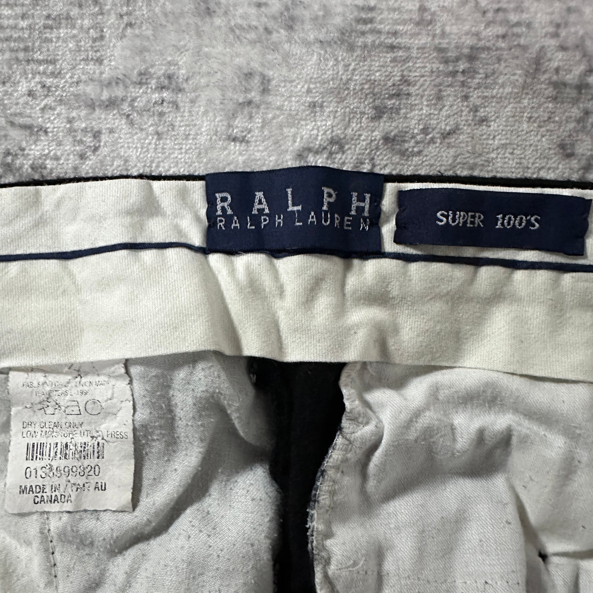 Ralph Lauren Black Super 100's Wool Pleated Trousers