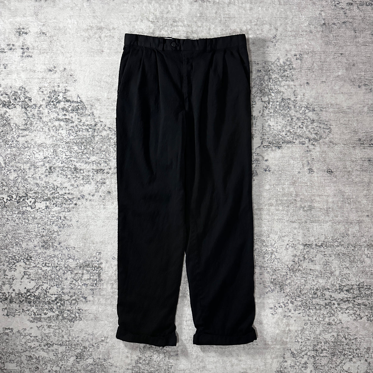 Ralph Lauren Black Super 100's Wool Pleated Trousers