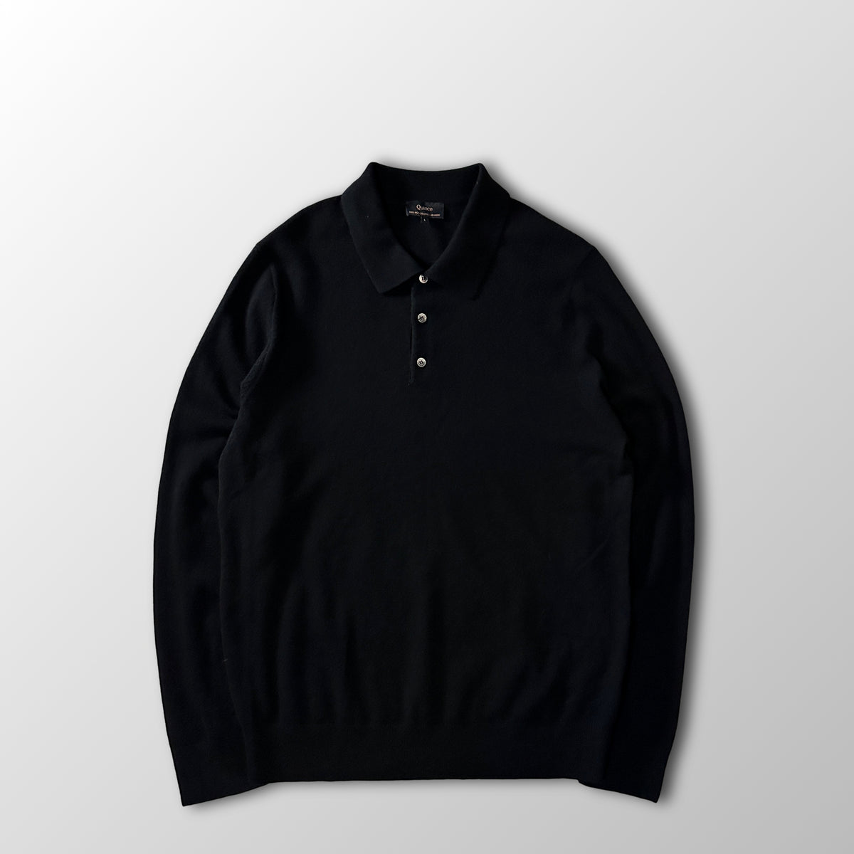 Quince Black 100% Cashmere Knit Polo Sweater Size L