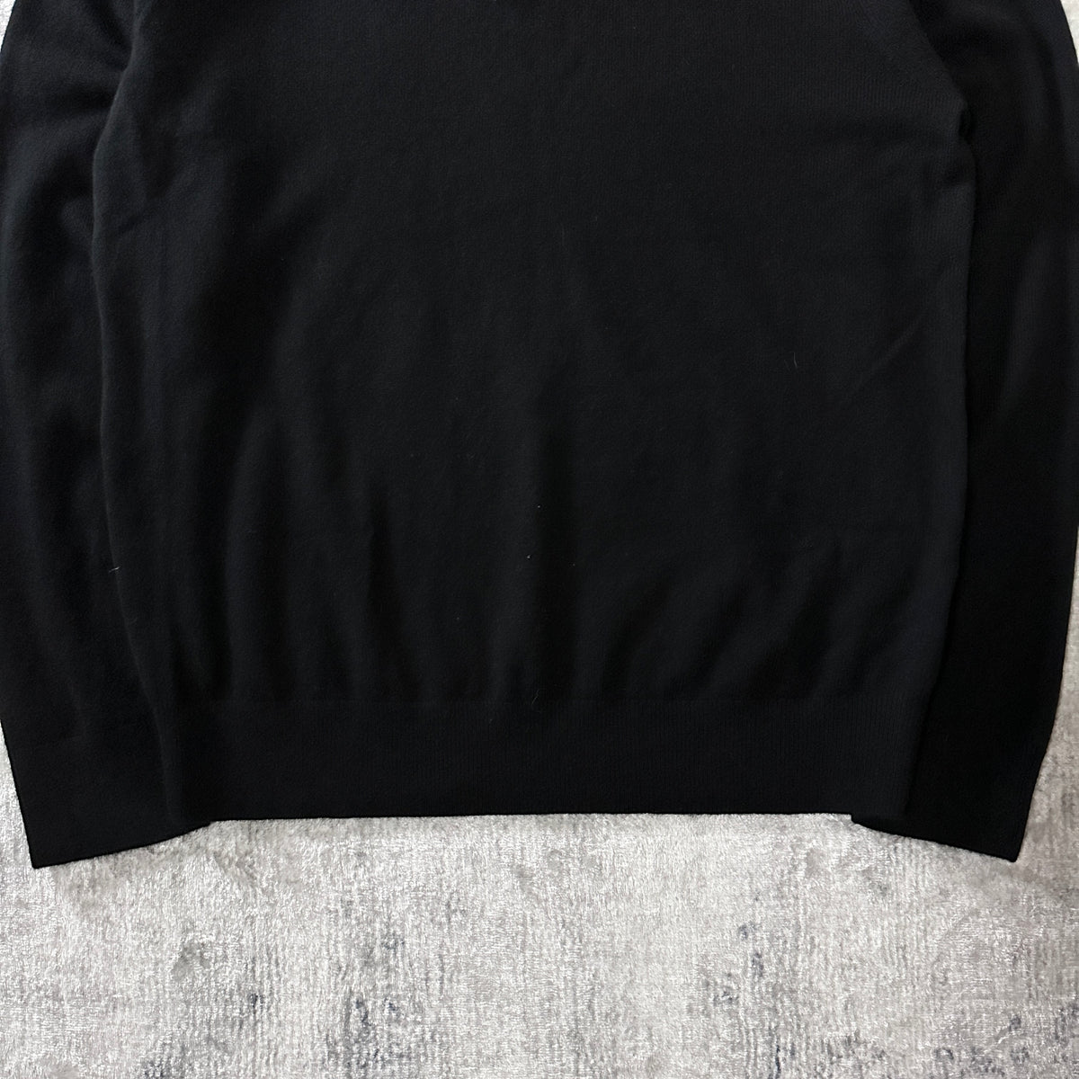 Quince Black 100% Cashmere Knit Polo Sweater Size L