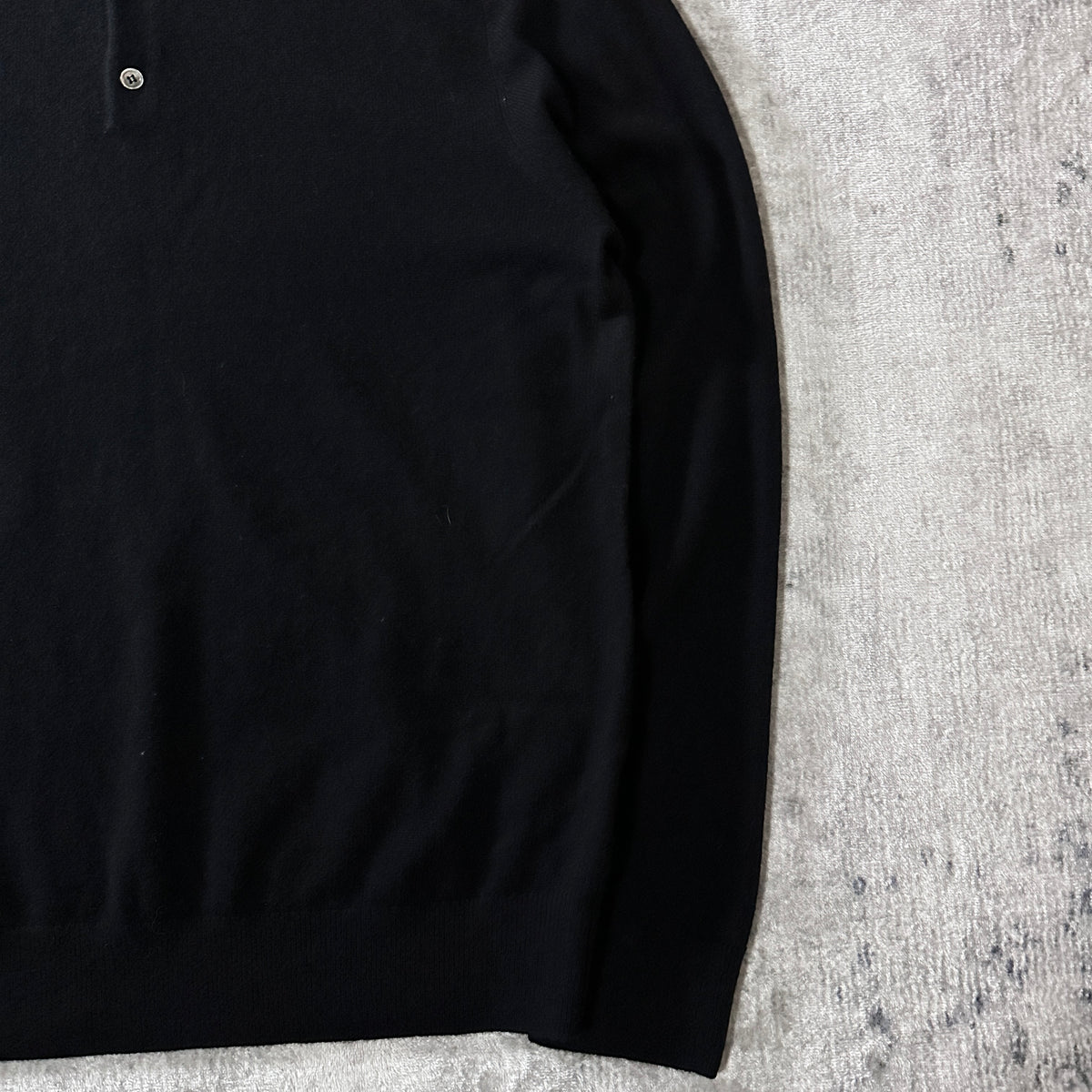 Quince Black 100% Cashmere Knit Polo Sweater Size L