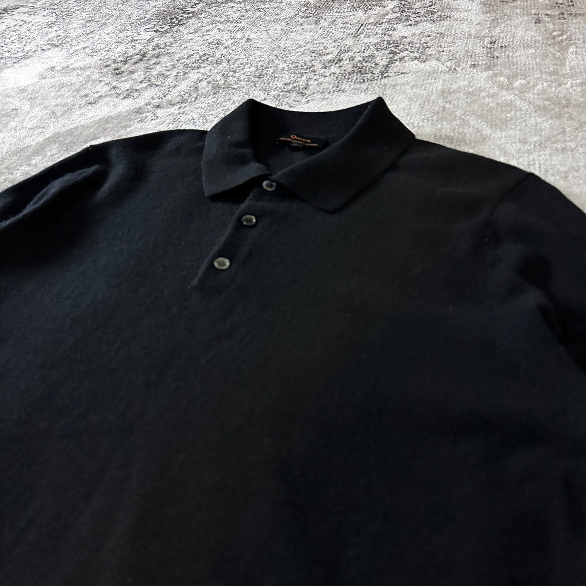 Quince Black 100% Cashmere Knit Polo Sweater Size L