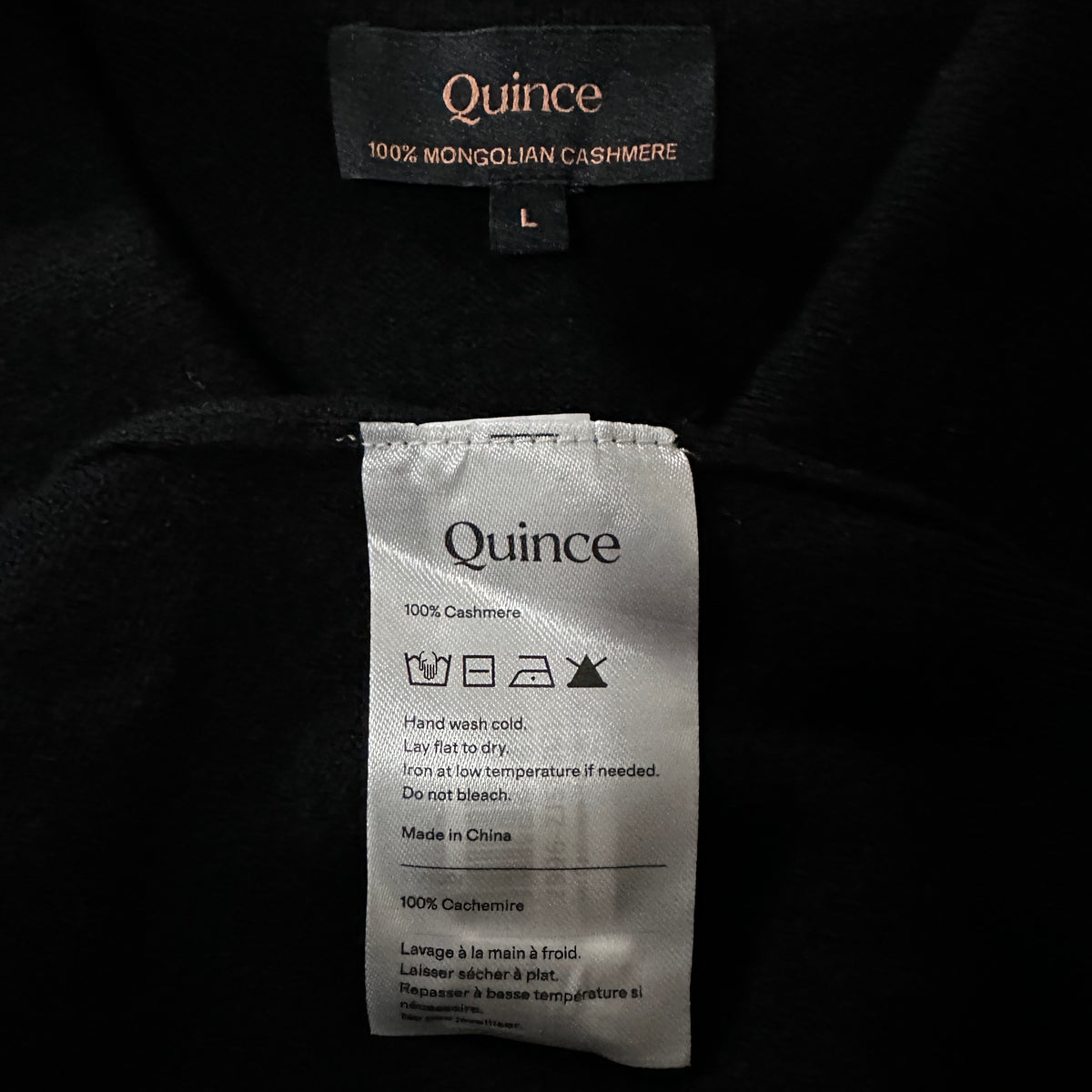 Quince Black 100% Cashmere Knit Polo Sweater Size L
