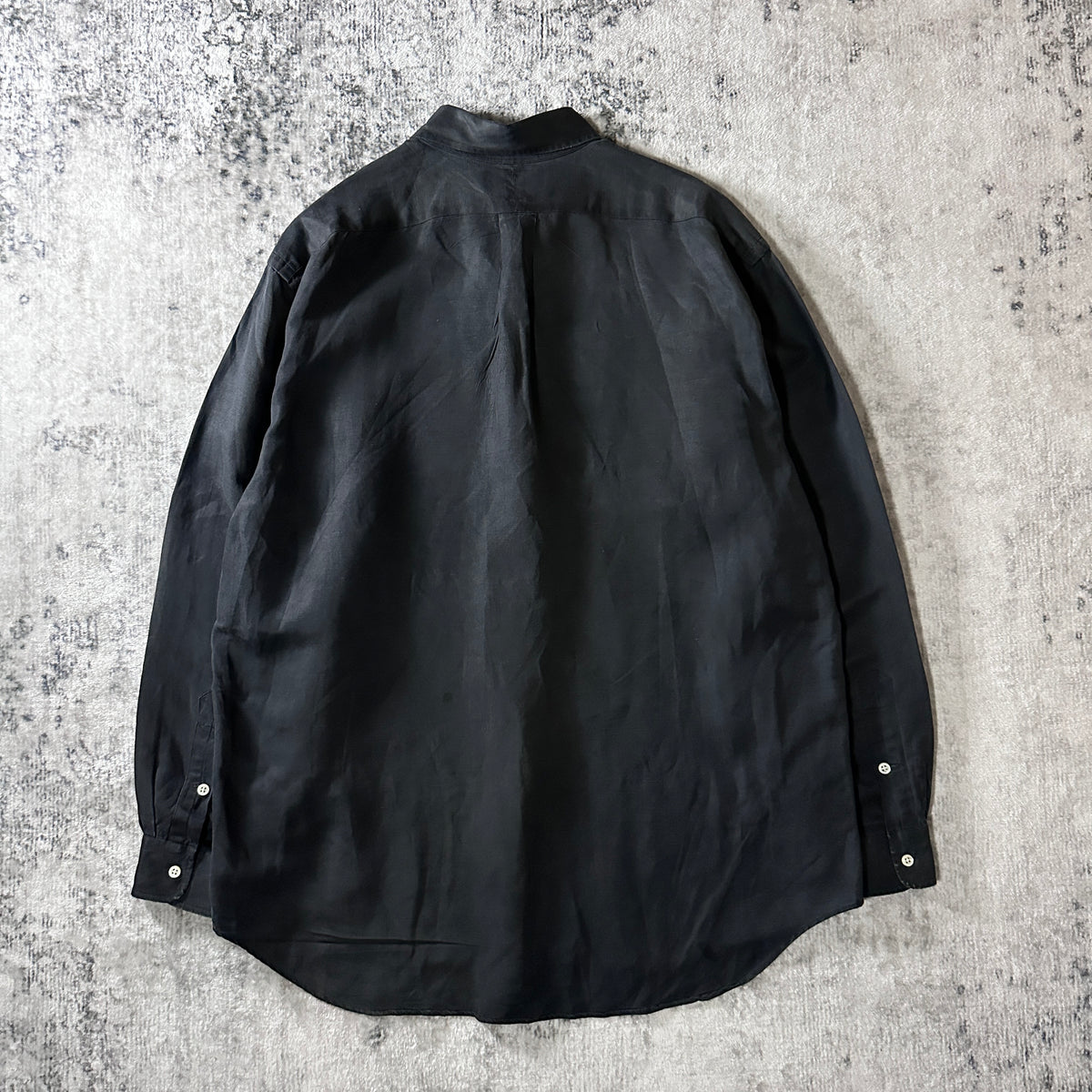 Ralph Lauren Blake Black Silk Linen Long Sleeve Shirt Size L
