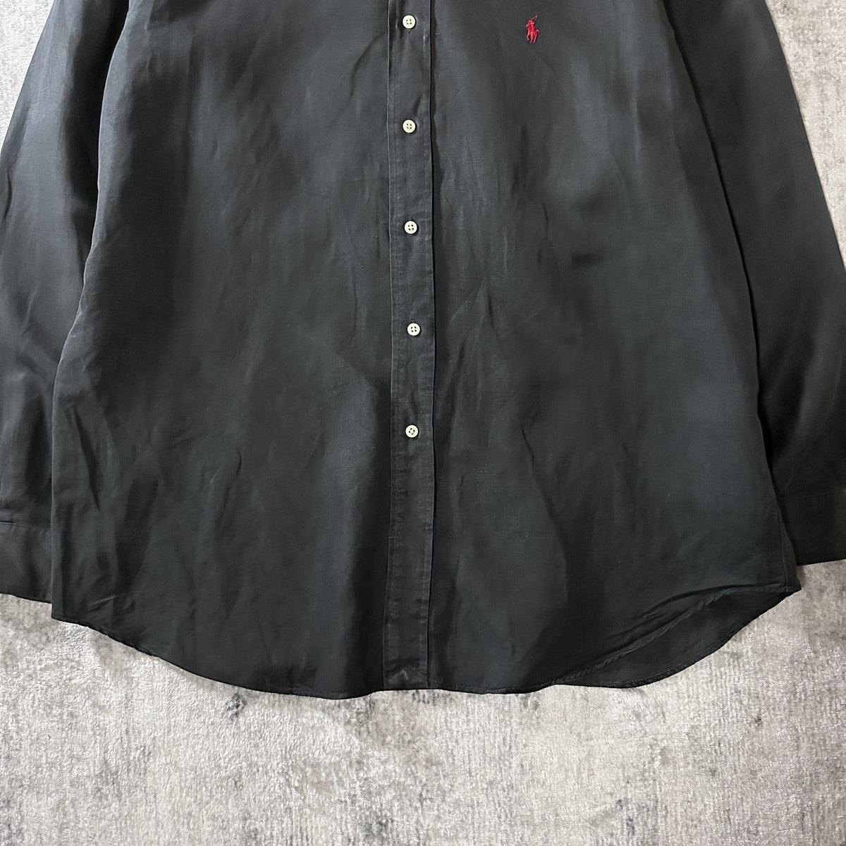 Ralph Lauren Blake Black Silk Linen Long Sleeve Shirt Size L