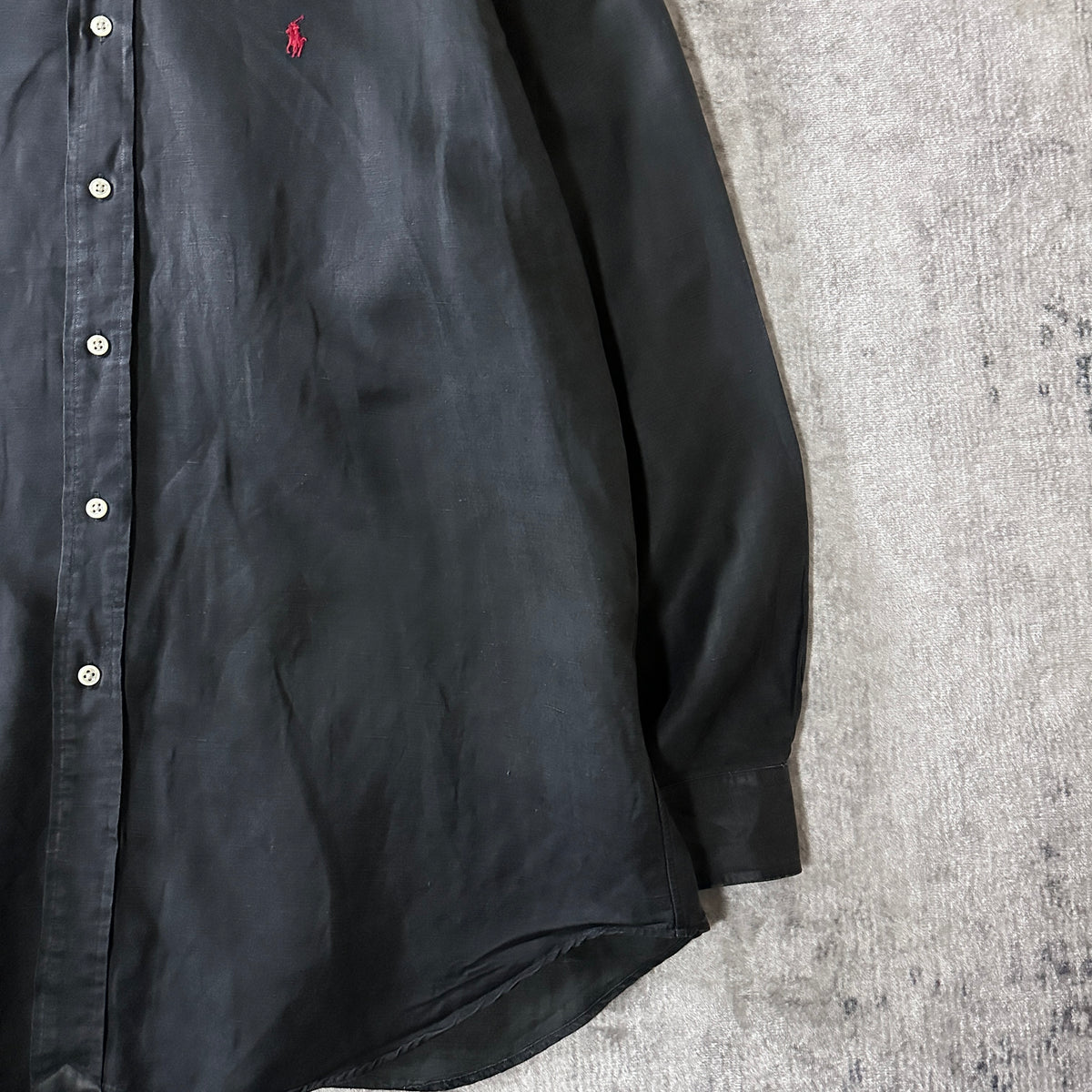 Ralph Lauren Blake Black Silk Linen Long Sleeve Shirt Size L