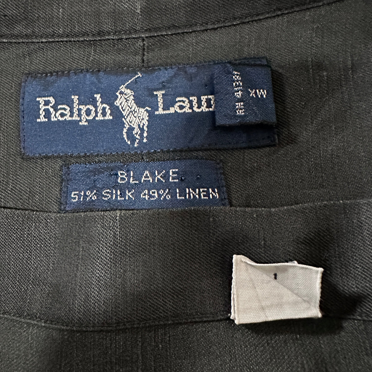 Ralph Lauren Blake Black Silk Linen Long Sleeve Shirt Size L