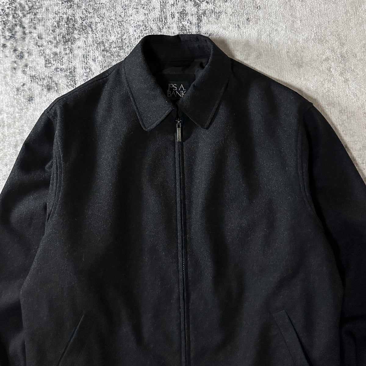 Jos. A. Bank Black Wool Blend Zip Blouson Size L
