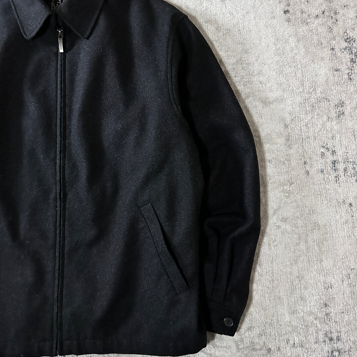 Jos. A. Bank Black Wool Blend Zip Blouson Size L