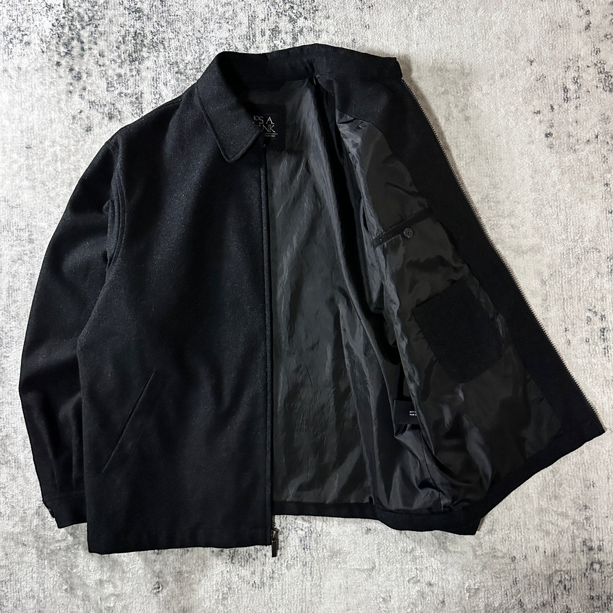 Jos. A. Bank Black Wool Blend Zip Blouson Size L