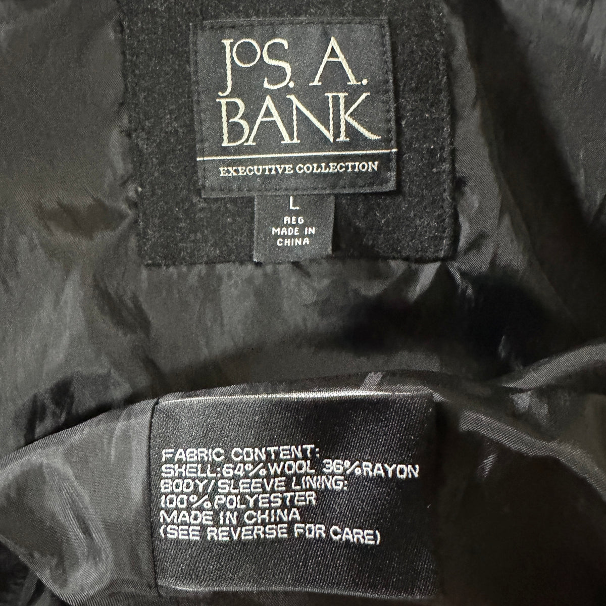 Jos. A. Bank Black Wool Blend Zip Blouson Size L