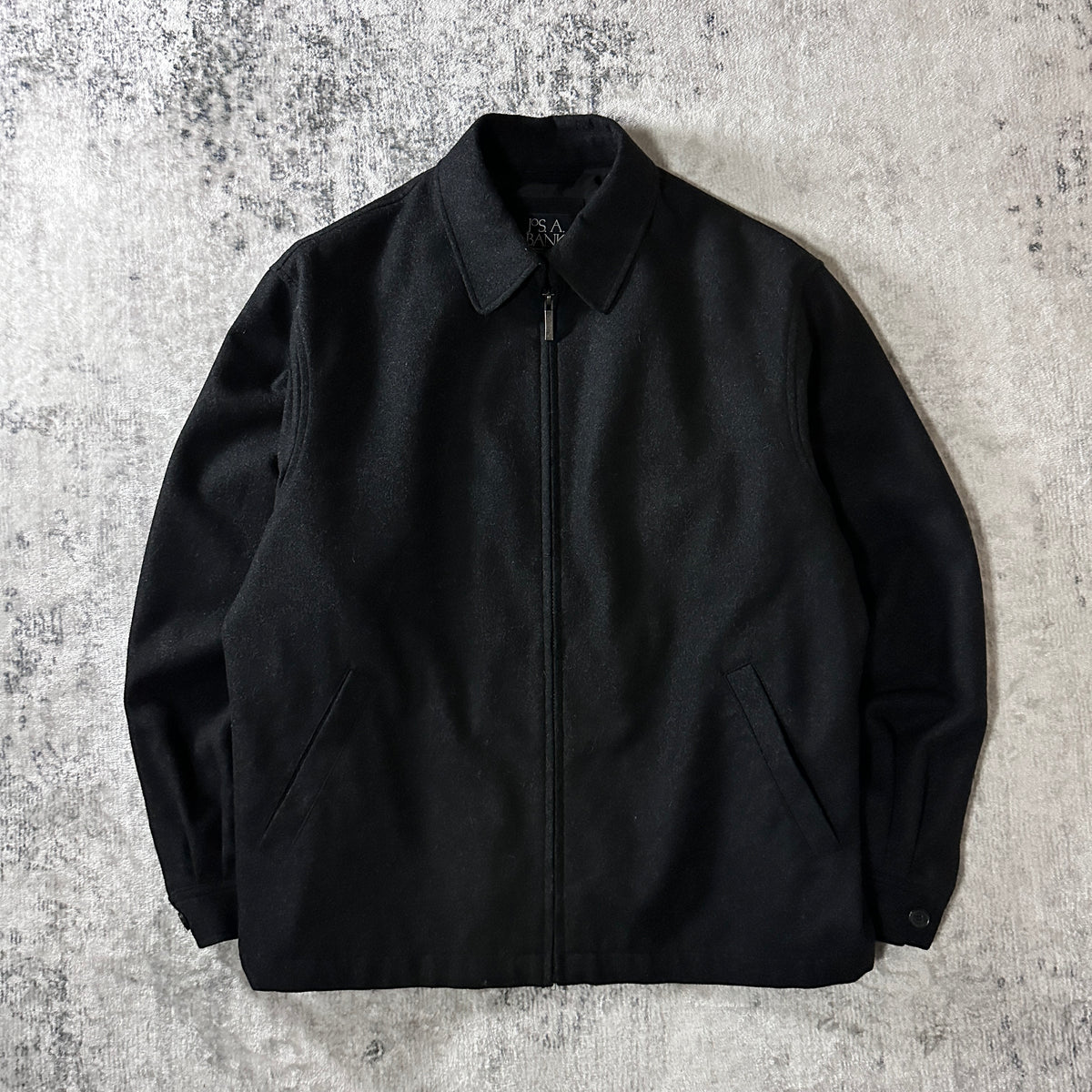 Jos. A. Bank Black Wool Blend Zip Blouson Size L