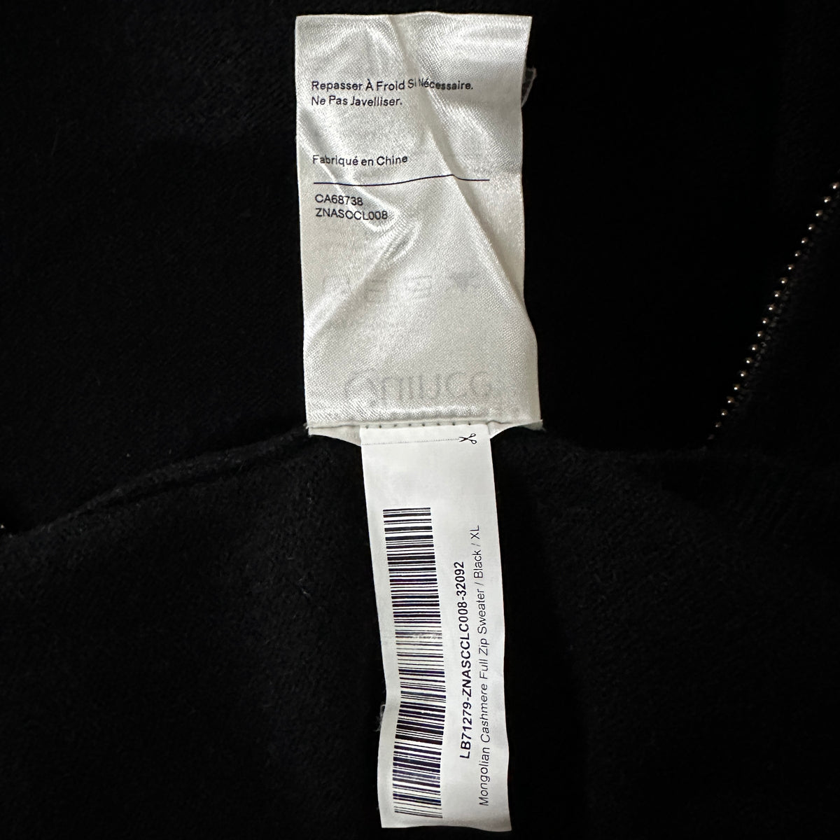 Quince Black 100% Cashmere Full Zip Sweater Size XL
