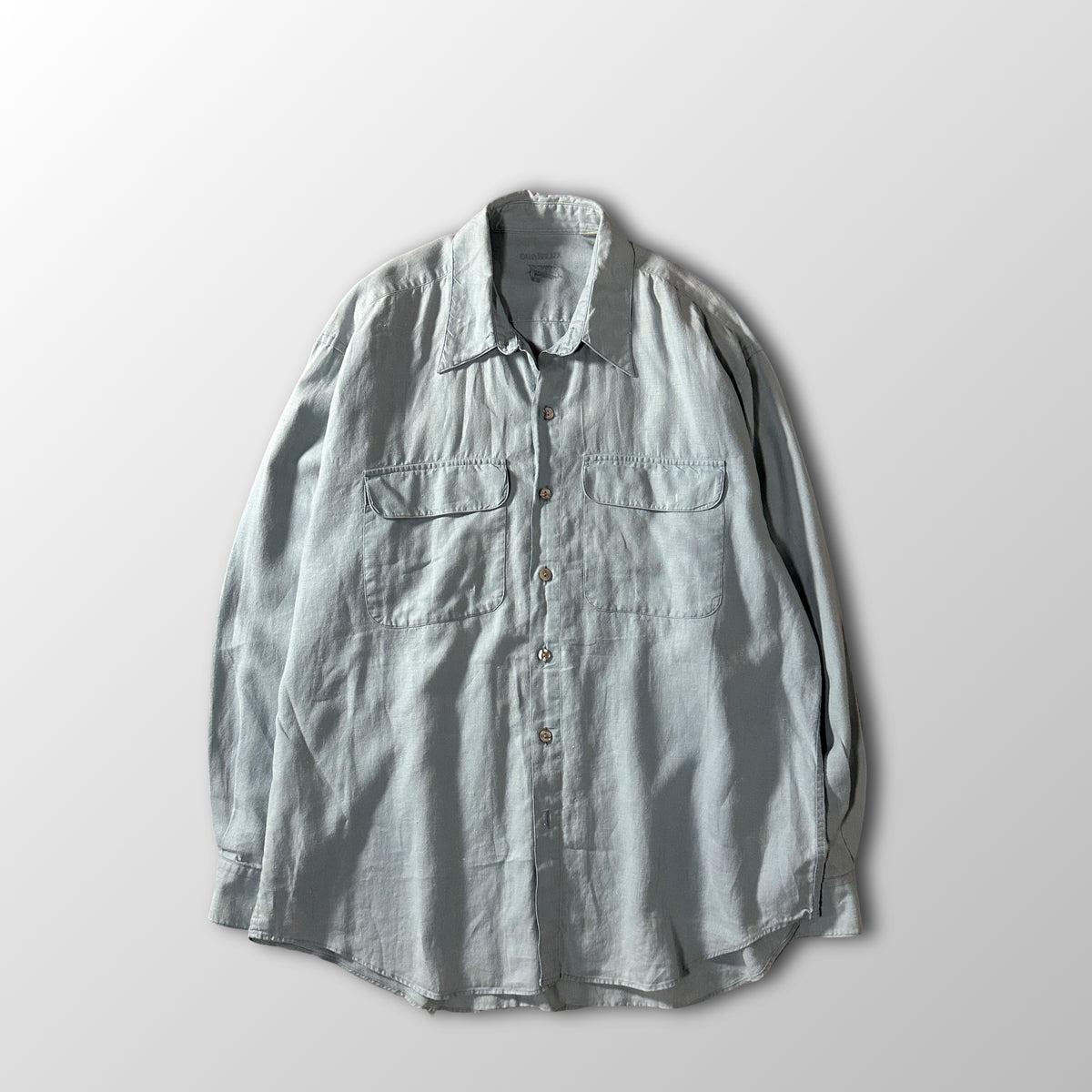 Barry Bricken Green 100% Linen Safari Shirt Size L