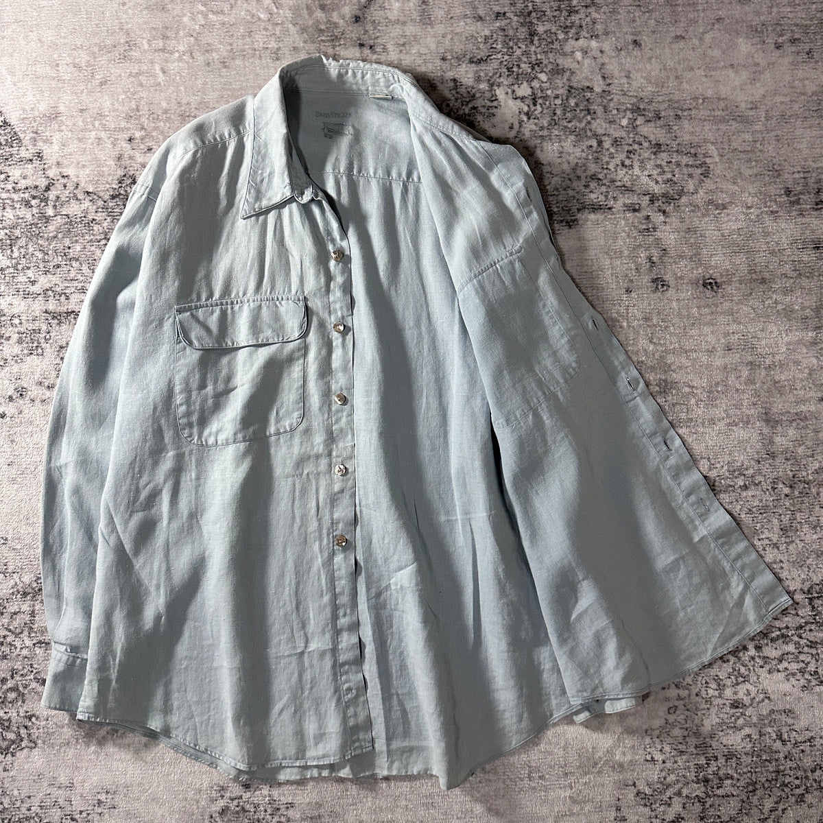 Barry Bricken Green 100% Linen Safari Shirt Size L