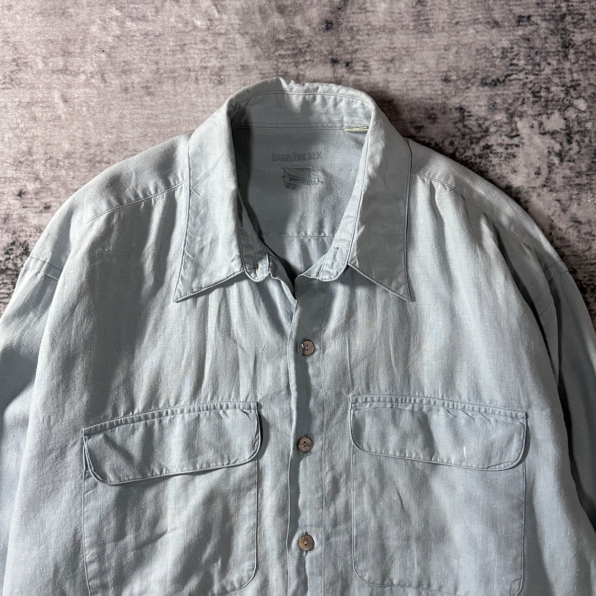 Barry Bricken Green 100% Linen Safari Shirt Size L