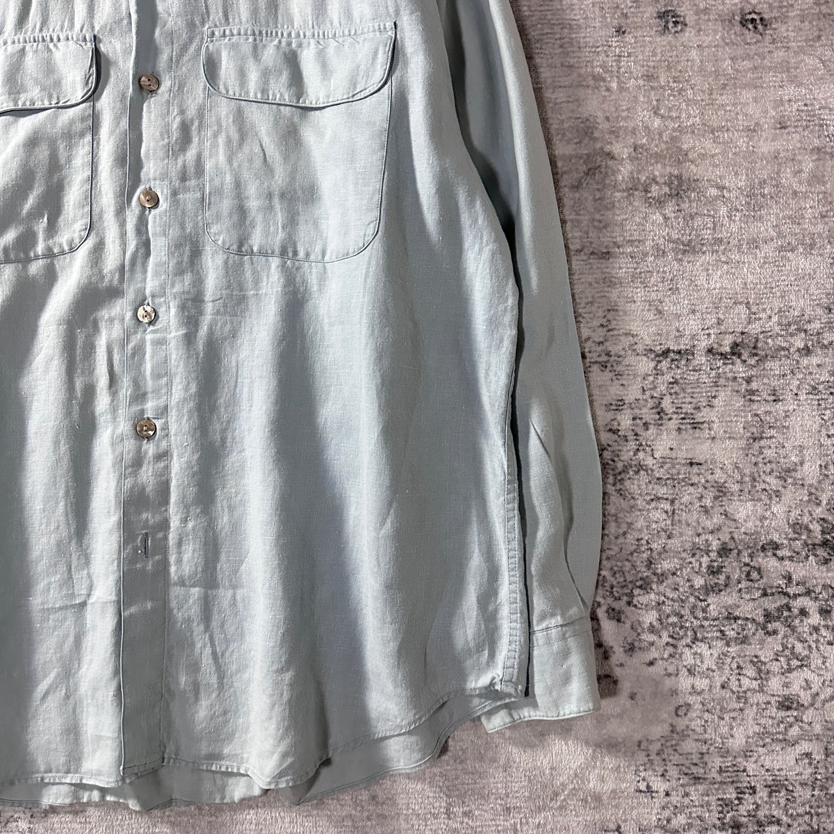 Barry Bricken Green 100% Linen Safari Shirt Size L