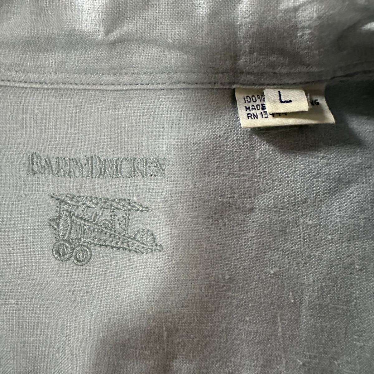 Barry Bricken Green 100% Linen Safari Shirt Size L