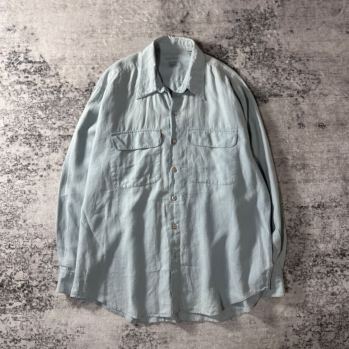 Barry Bricken Green 100% Linen Safari Shirt Size L