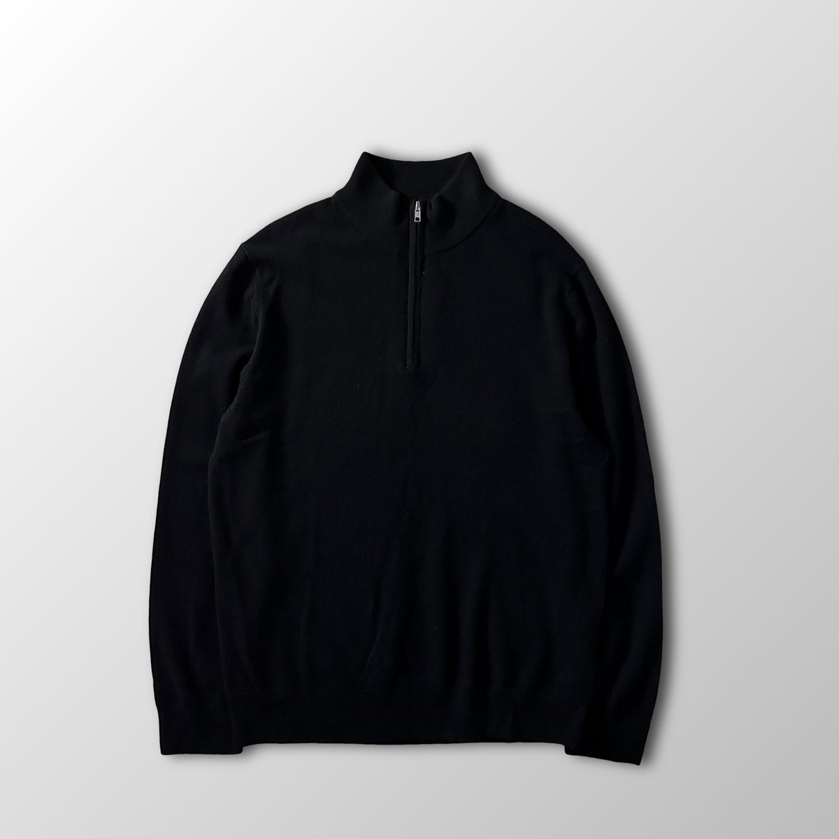 Quince Black 100% Cashmere Half Zip Mock Neck Sweater Size L
