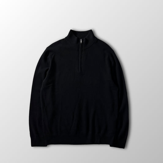 Quince Black 100% Cashmere Half Zip Mock Neck Sweater Size L