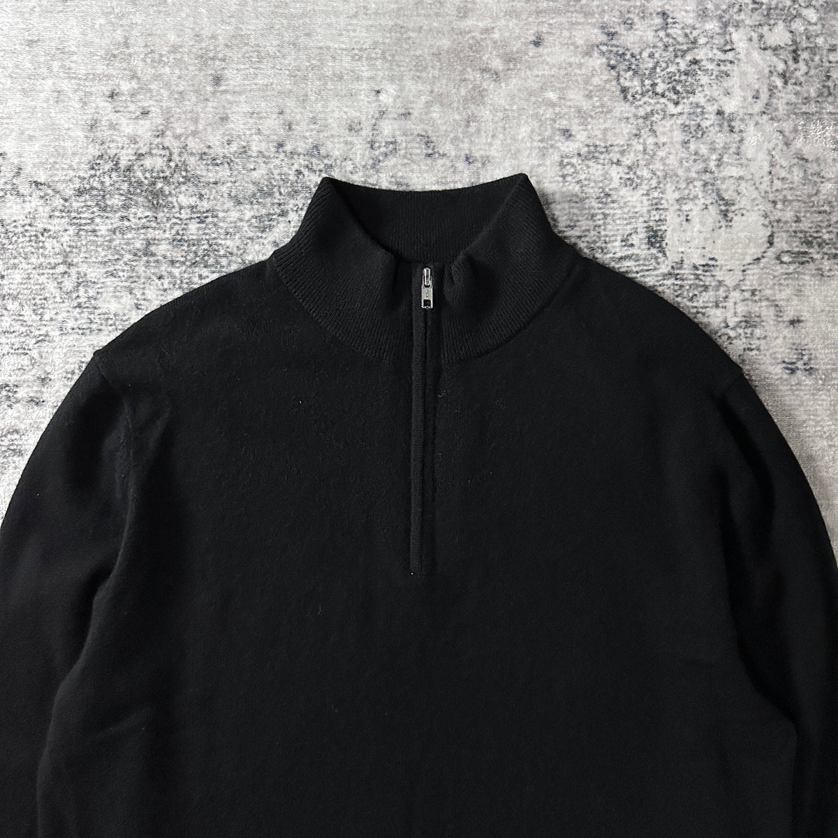Quince Black 100% Cashmere Half Zip Mock Neck Sweater Size L