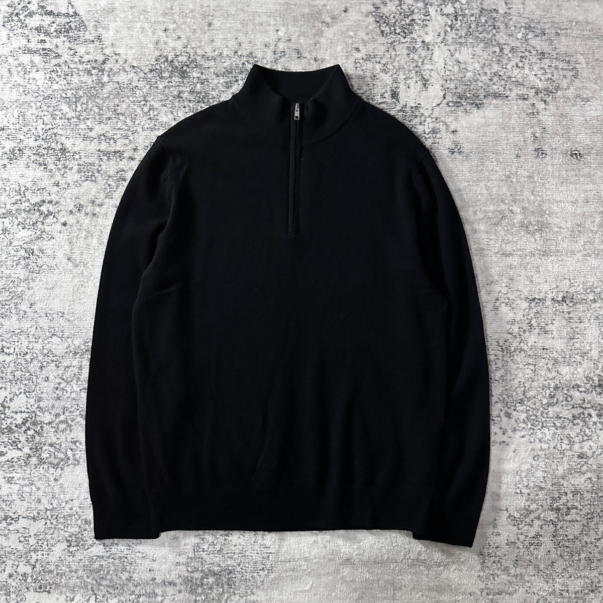 Quince Black 100% Cashmere Half Zip Mock Neck Sweater Size L