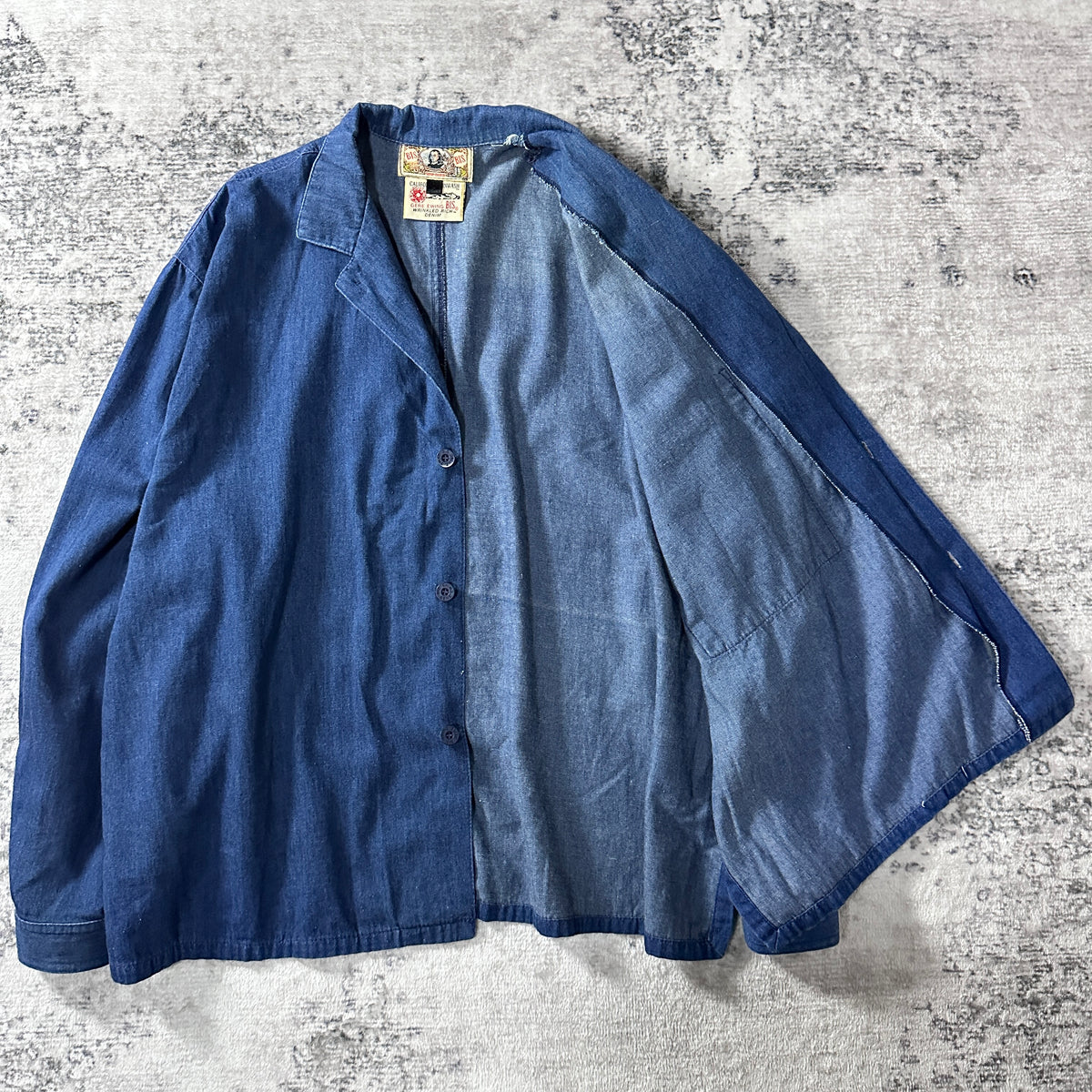 BIS by Gene Ewing Indigo Denim Tailored Jacket Made in USA Size S (Fits L)