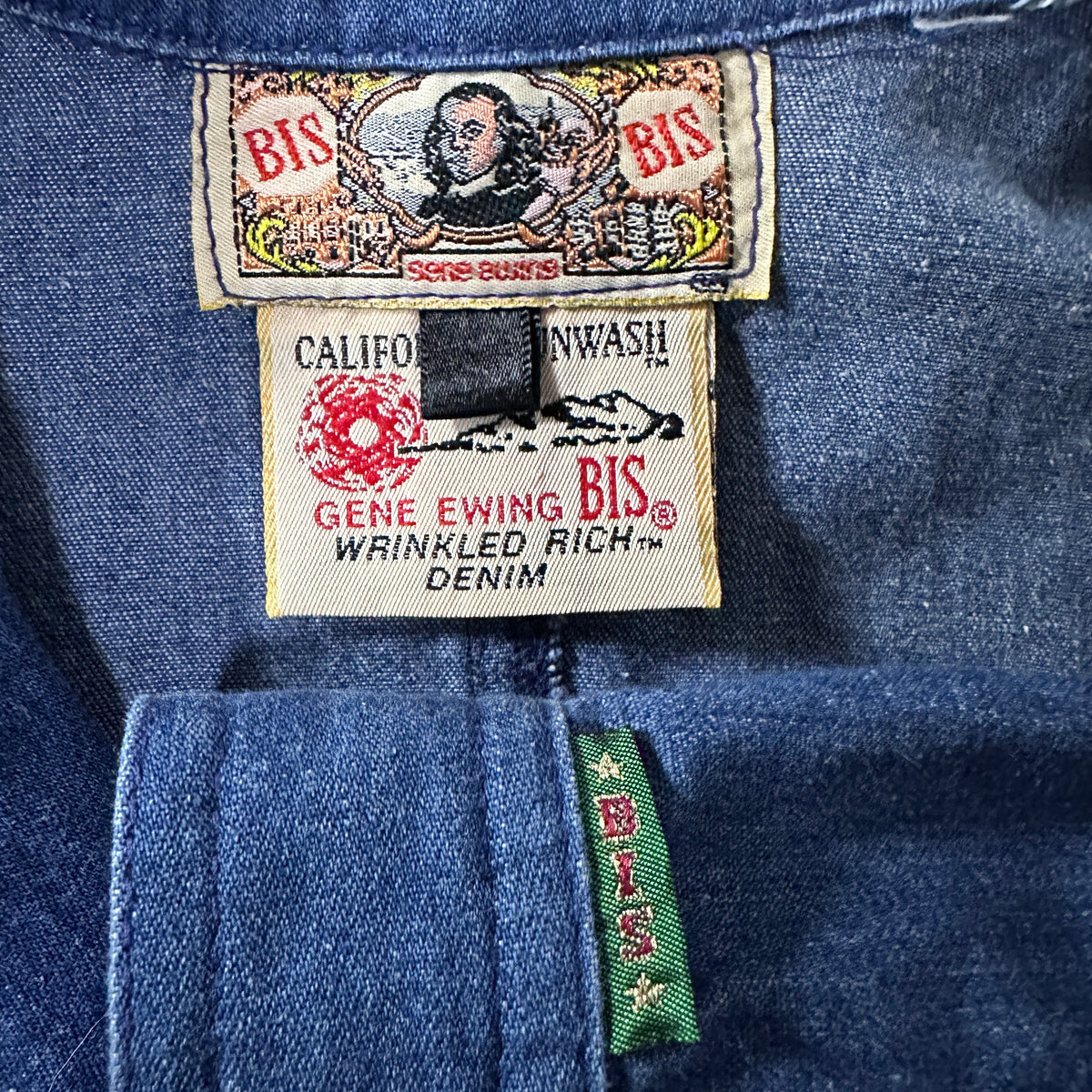 BIS by Gene Ewing Indigo Denim Tailored Jacket Made in USA Size S (Fits L)