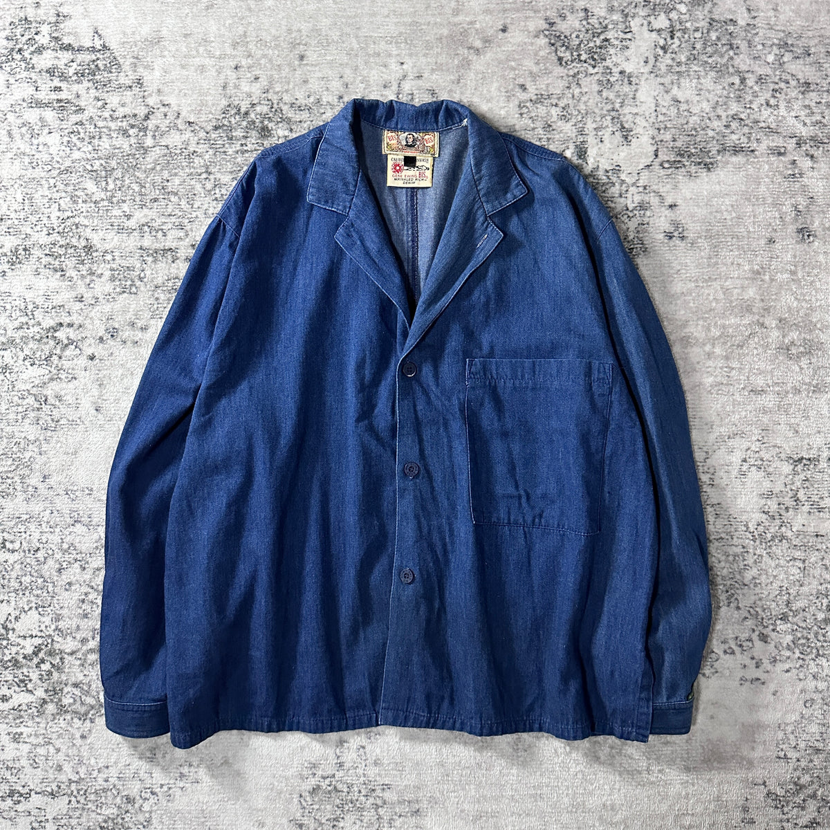 BIS by Gene Ewing Indigo Denim Tailored Jacket Made in USA Size S (Fits L)