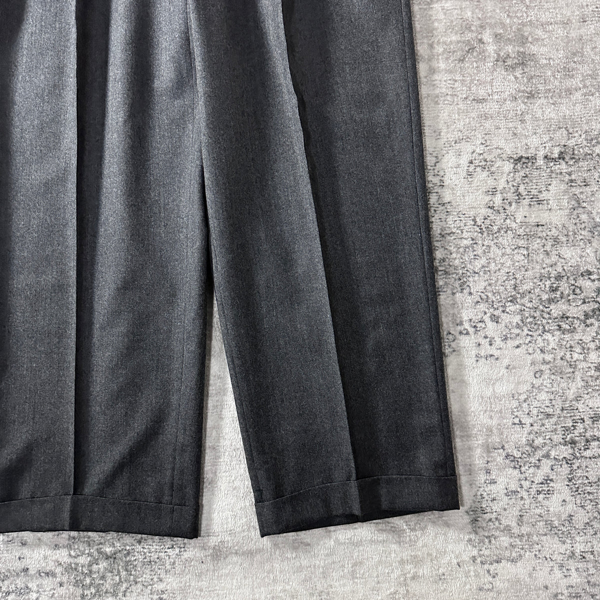 Zanella Gray 100% Virgin Wool Flannel Pleated Trousers Made in Italy
