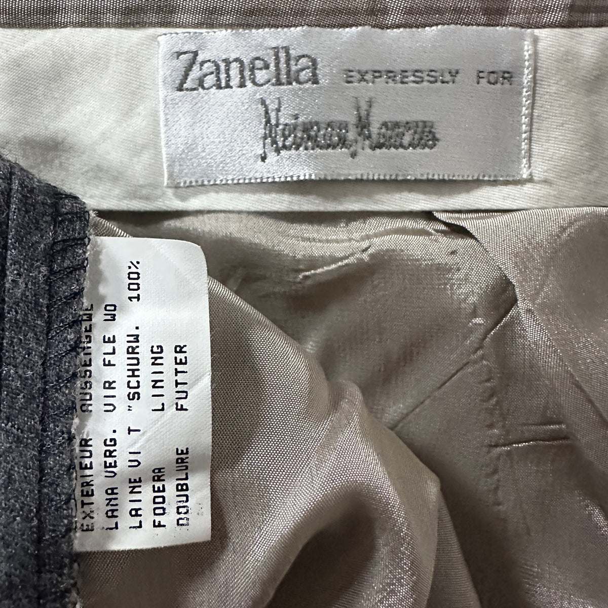 Zanella Gray 100% Virgin Wool Flannel Pleated Trousers Made in Italy