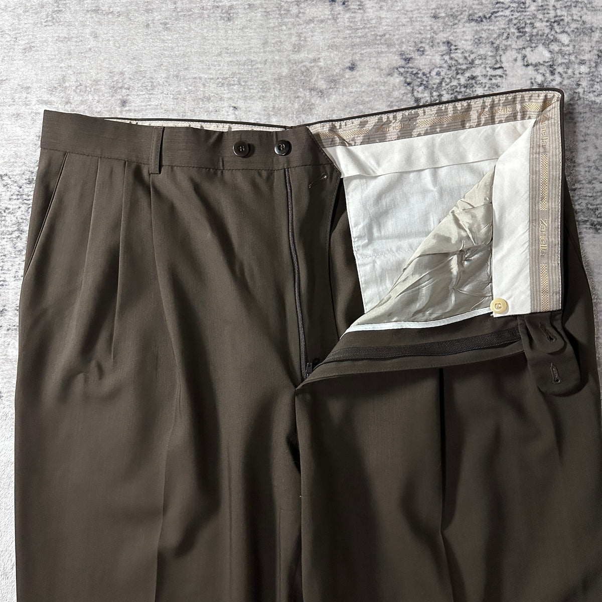 Zanella Brown Pleated Trousers Made in Italy Size 38