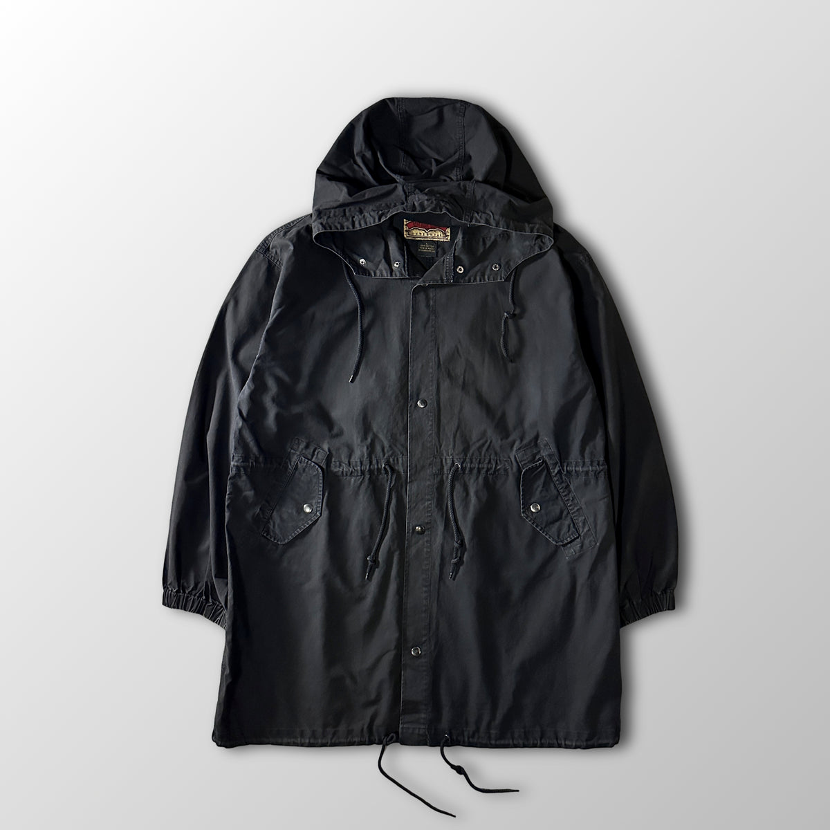 Anchor Blue Black 100% Cotton Hooded Coat Size L