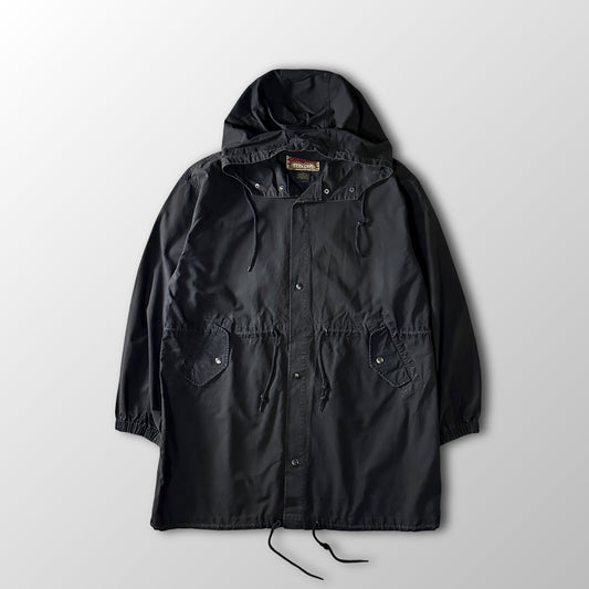 Anchor Blue Black 100% Cotton Hooded Coat Size L