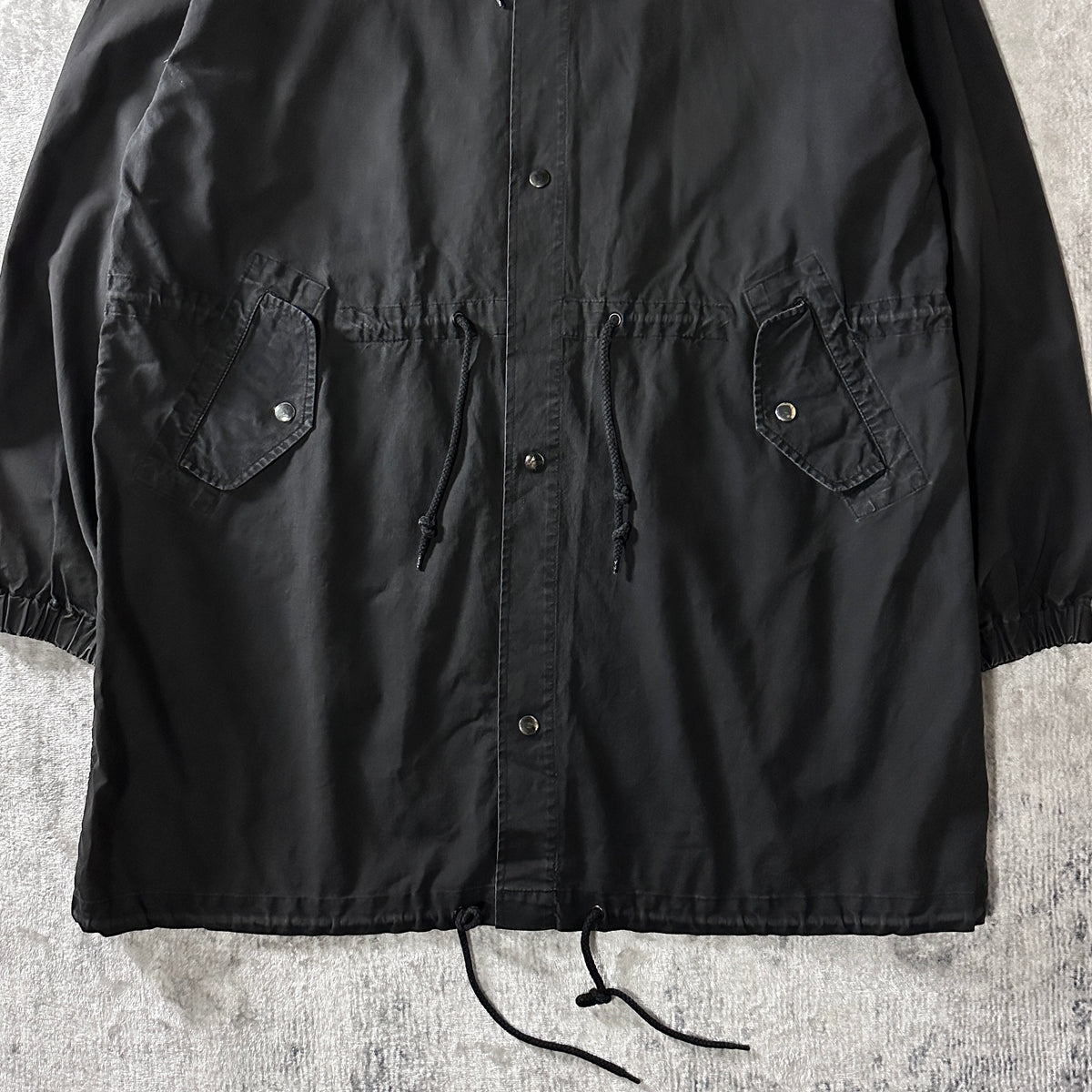 Anchor Blue Black 100% Cotton Hooded Coat Size L