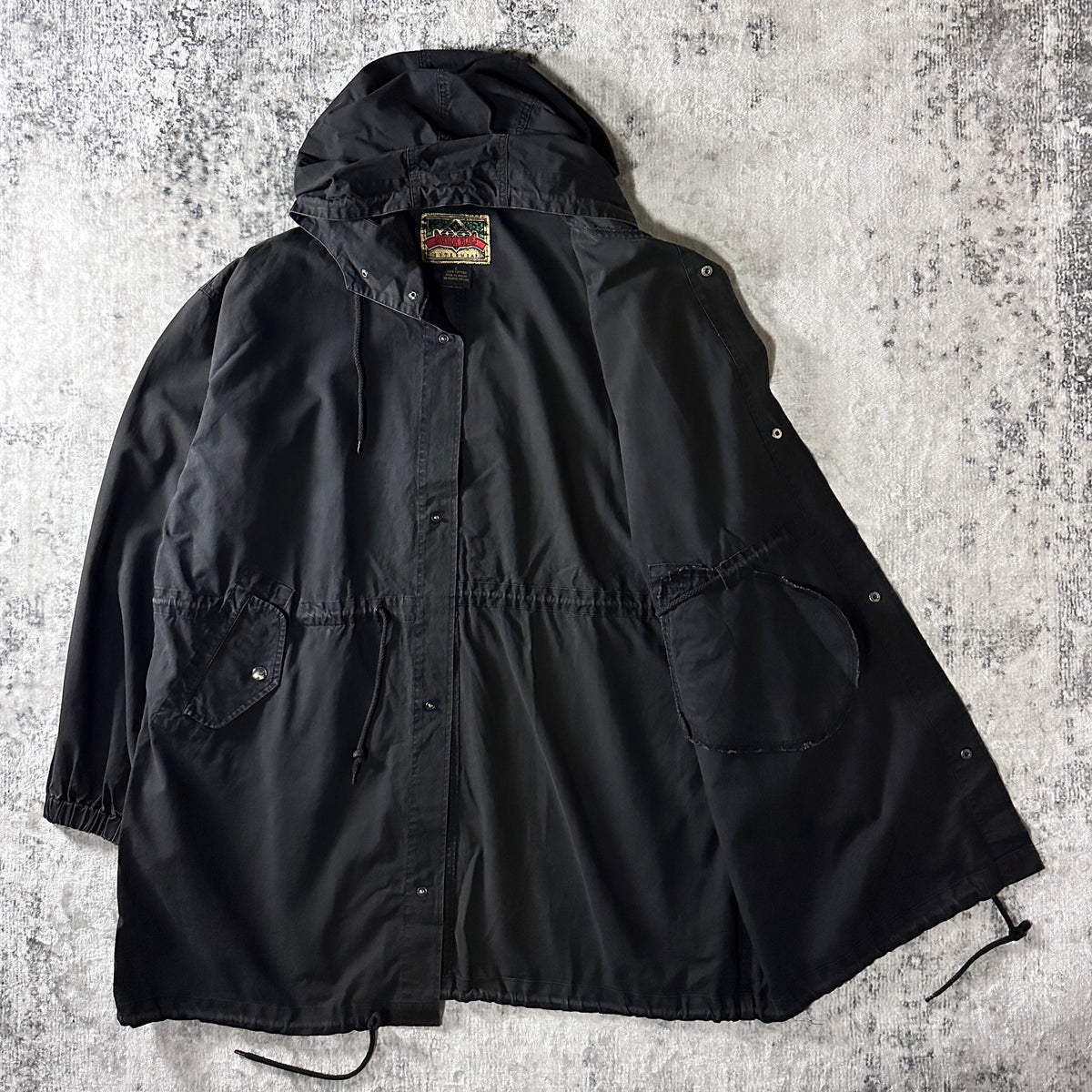 Anchor Blue Black 100% Cotton Hooded Coat Size L