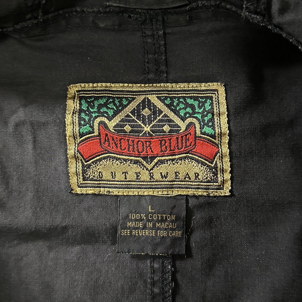 Anchor Blue Black 100% Cotton Hooded Coat Size L