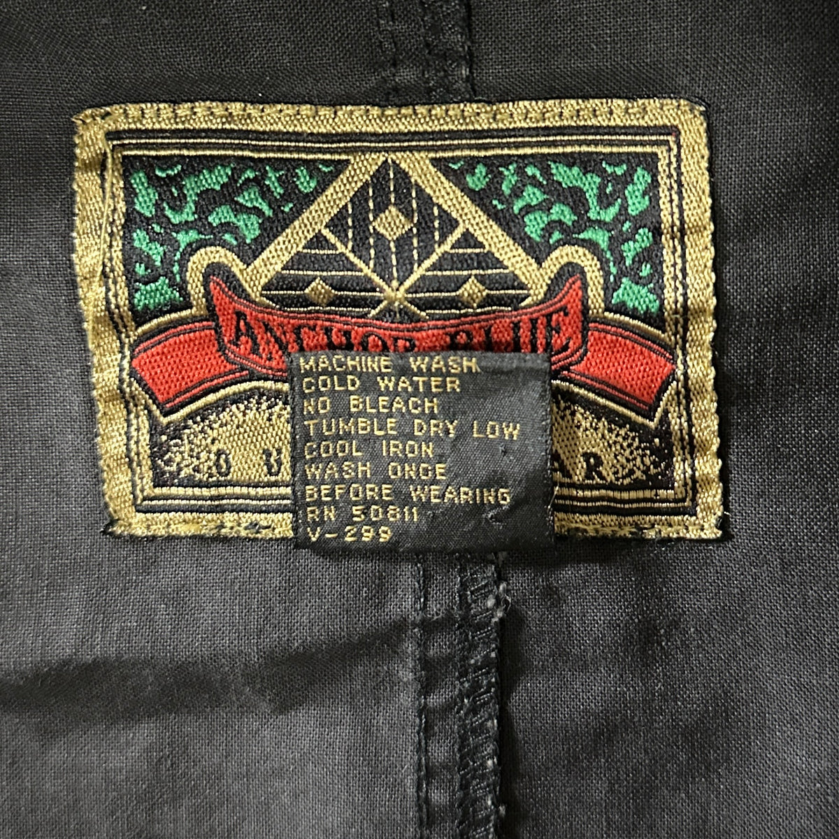 Anchor Blue Black 100% Cotton Hooded Coat Size L